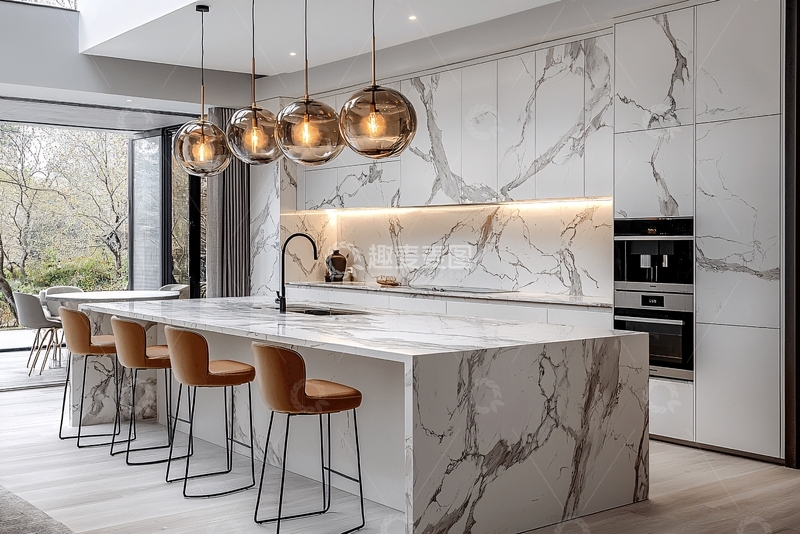 高清大图下载【趣麦麦图】现代简约大理石厨房