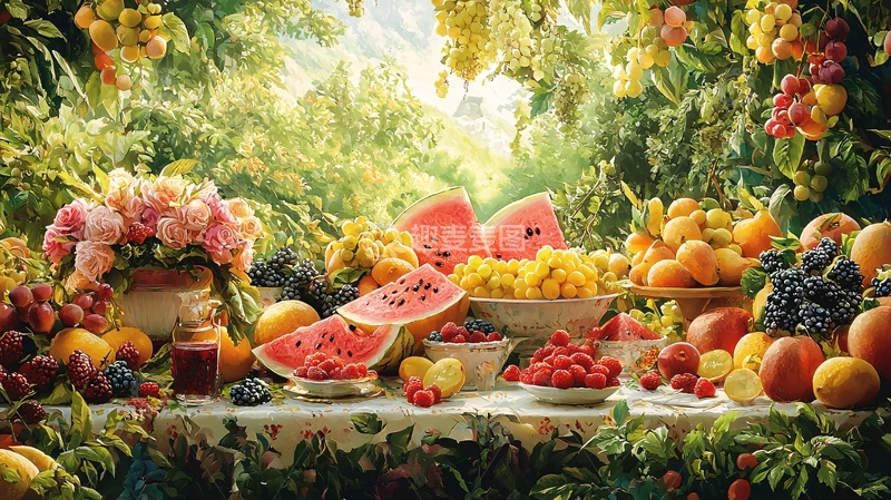 高清大图下载【趣麦麦图】丰收的水果和鲜花静物