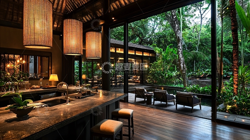 高清大图下载【趣麦麦图】热带雨林风格酒吧