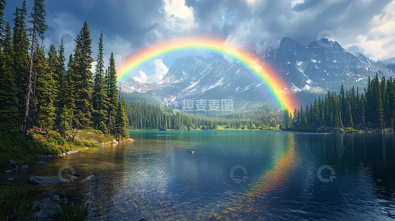 高清大图下载【趣麦麦图】彩虹湖泊山脉
