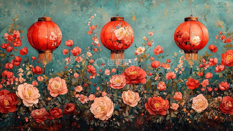 高清大图下载【趣麦麦图】红灯笼花卉背景图