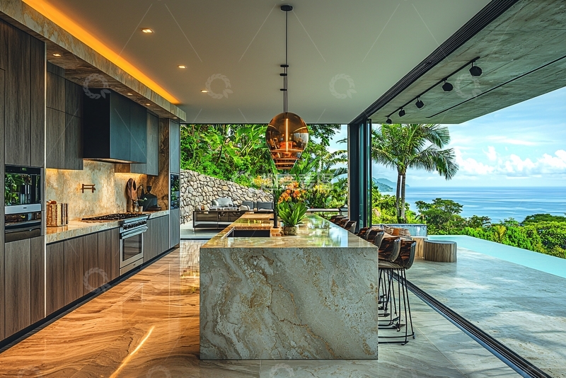 高清大图下载【趣麦麦图】现代化海景厨房