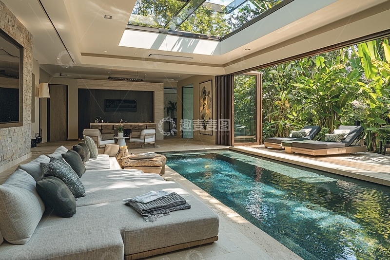 高清大图下载【趣麦麦图】室内泳池别墅