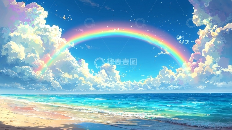 高清大图下载【趣麦麦图】彩虹海滩风景