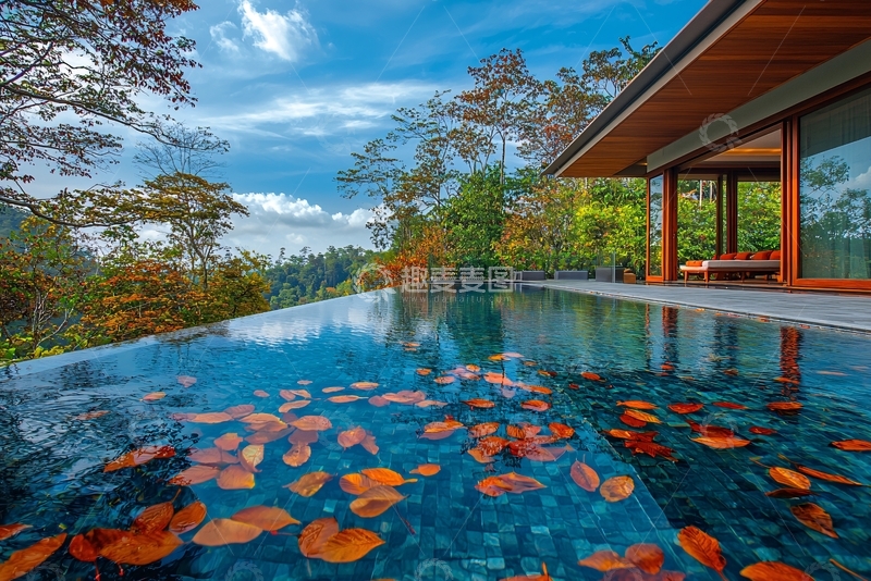高清大图下载【趣麦麦图】山林别墅无边泳池