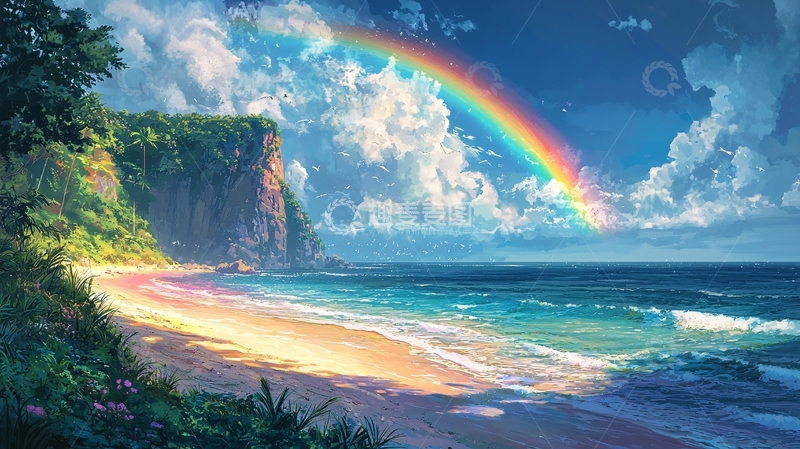 高清大图下载【趣麦麦图】彩虹海滩