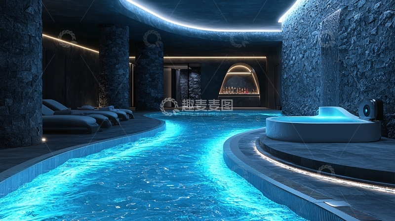 高清大图下载【趣麦麦图】蓝色灯光水疗中心