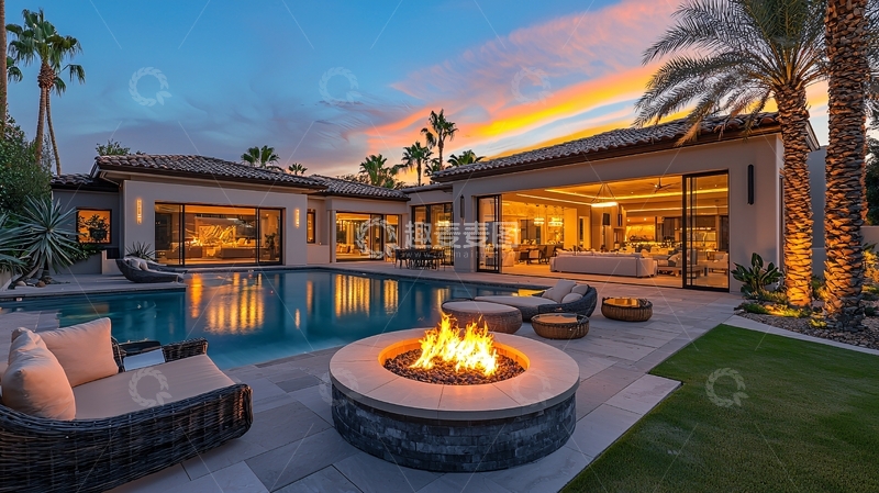 高清大图下载【趣麦麦图】现代豪华别墅夜景