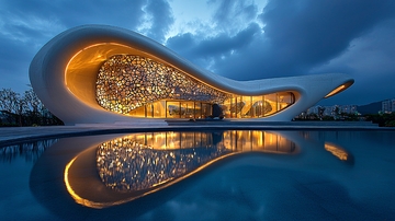 流线型建筑夜景