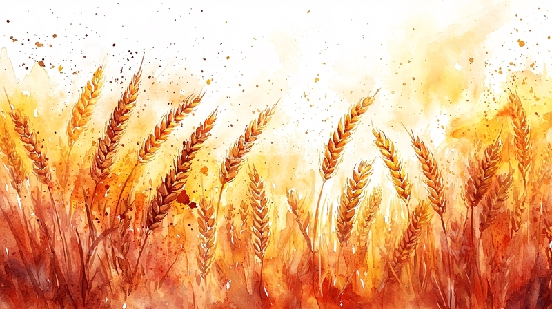 高清大图下载【趣麦麦图】水彩麦田