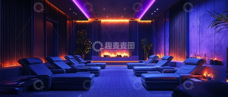 高清大图下载【趣麦麦图】紫色灯光休息室