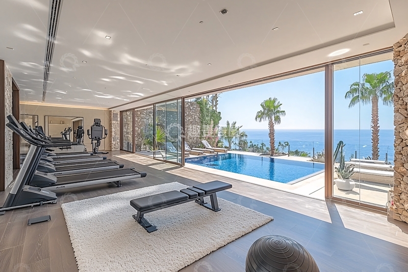 高清大图下载【趣麦麦图】高端健身房海景泳池