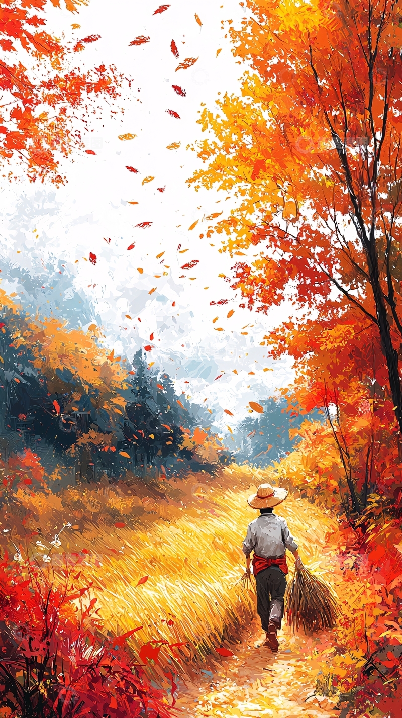 高清大图下载【趣麦麦图】秋日田野归人