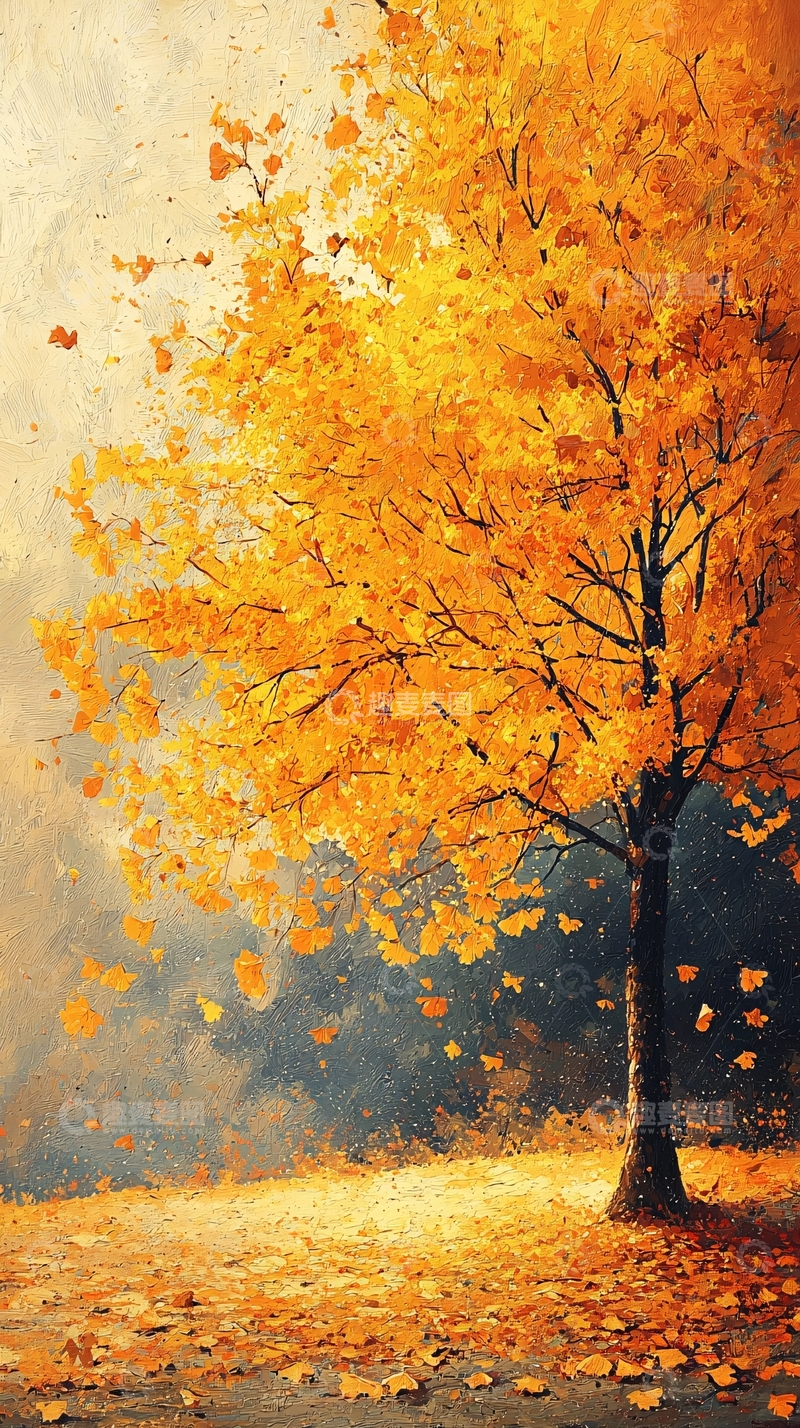 高清大图下载【趣麦麦图】金秋十月落叶树