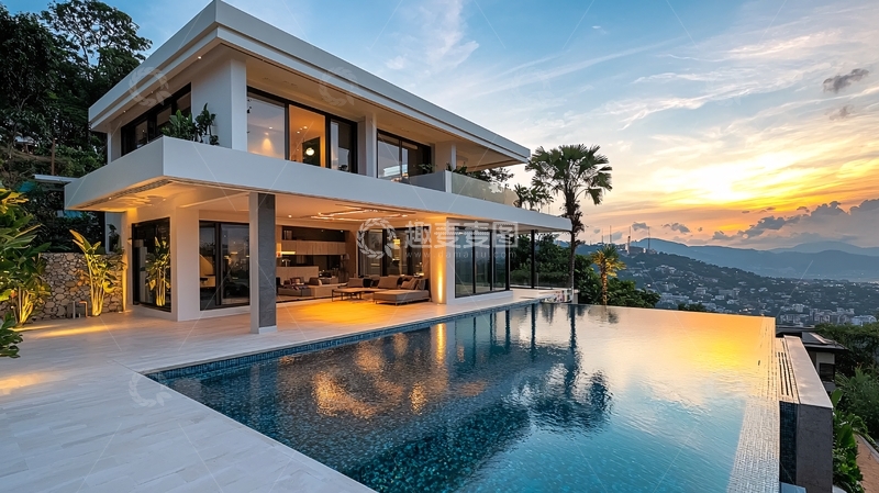 高清大图下载【趣麦麦图】现代简约别墅夜景