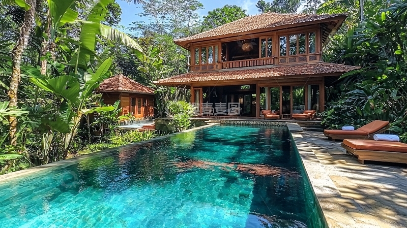 高清大图下载【趣麦麦图】热带雨林别墅泳池