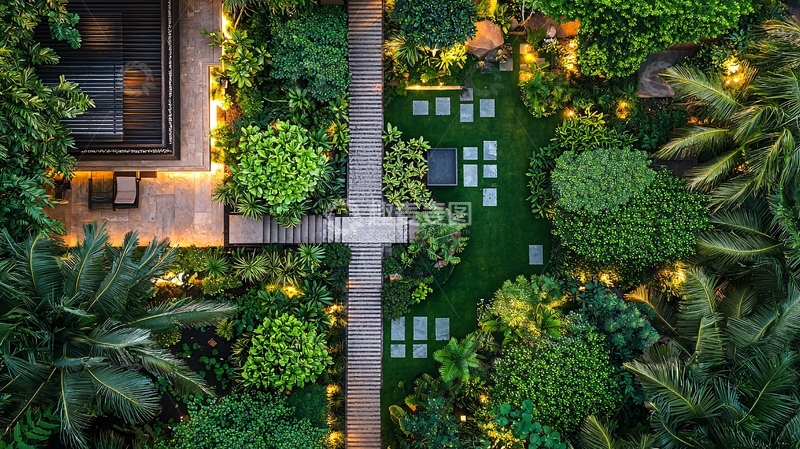 高清大图下载【趣麦麦图】空中俯瞰热带花园别墅