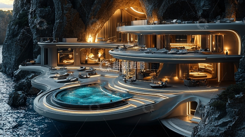 高清大图下载【趣麦麦图】山崖洞穴豪宅