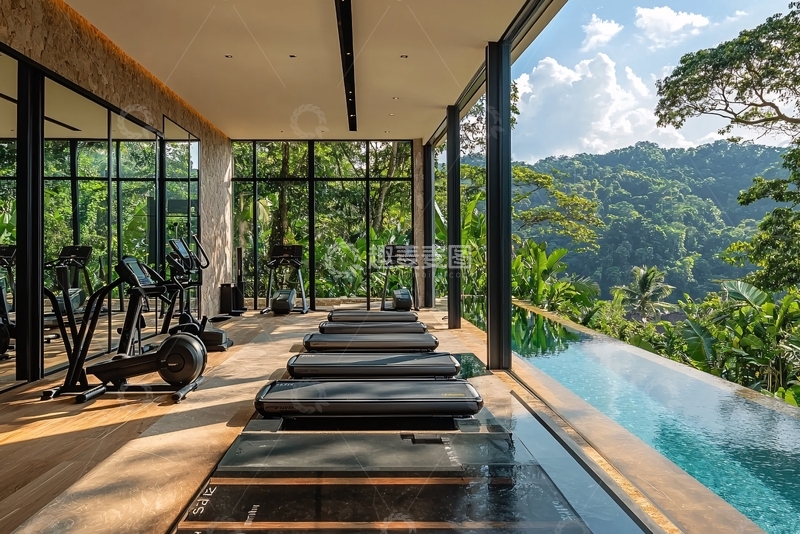 高清大图下载【趣麦麦图】山景泳池健身房