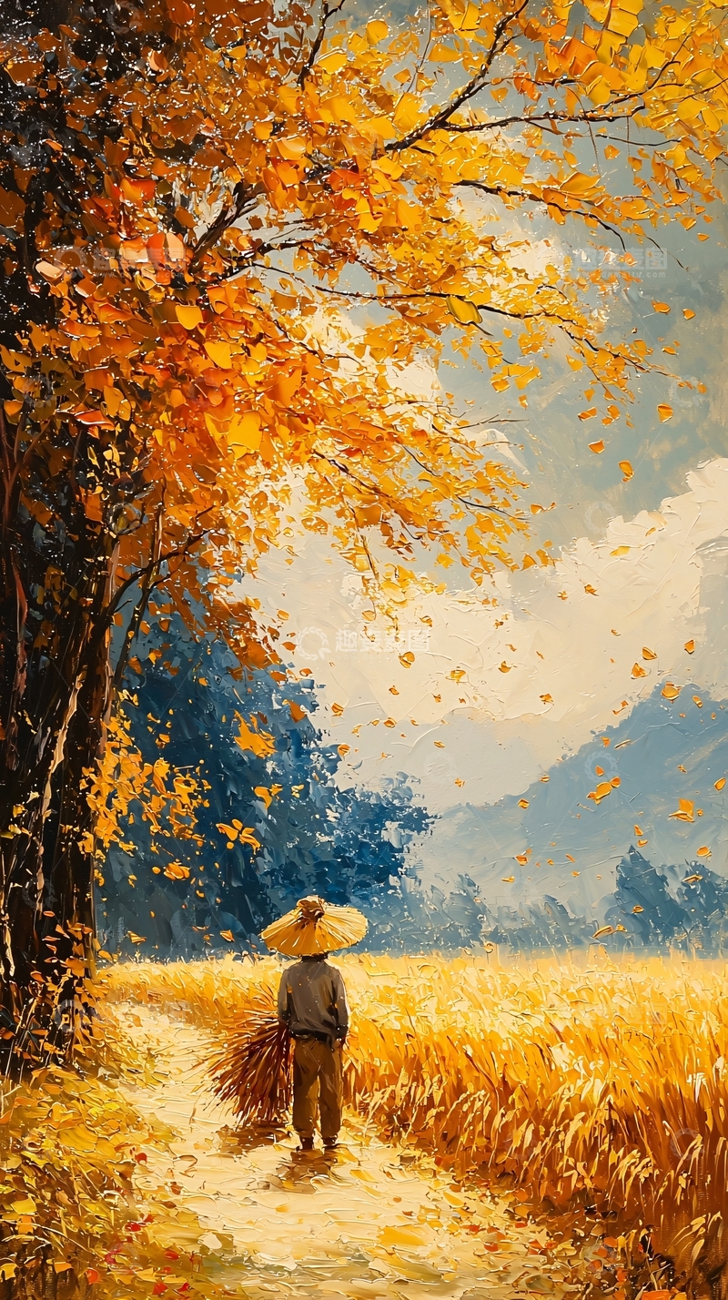 高清大图下载【趣麦麦图】秋收时节田园风光