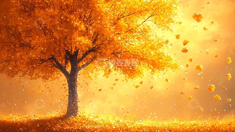 高清大图下载【趣麦麦图】金秋落叶树
