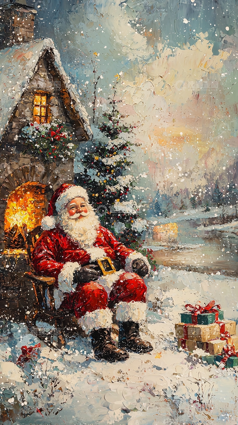 高清大图下载【趣麦麦图】圣诞老人休息