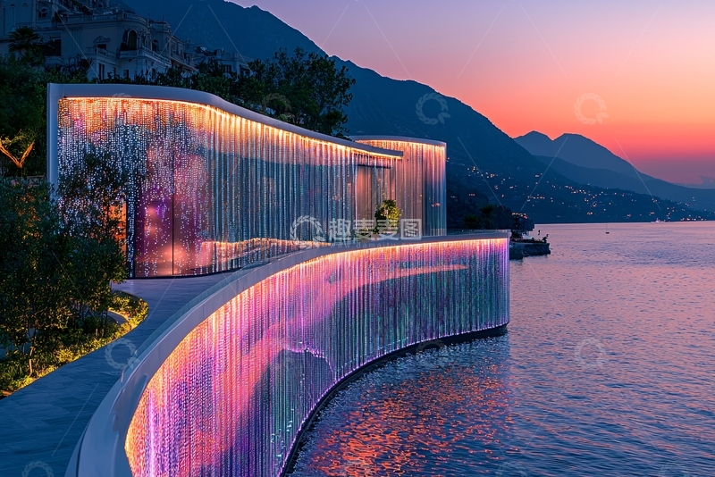 高清大图下载【趣麦麦图】海边夜景建筑