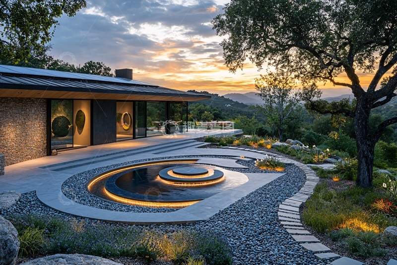 高清大图下载【趣麦麦图】日落景观别墅庭院设计