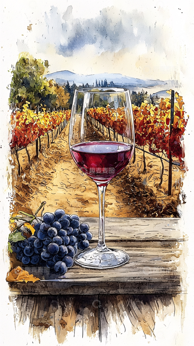 高清大图下载【趣麦麦图】红酒葡萄园秋收景色