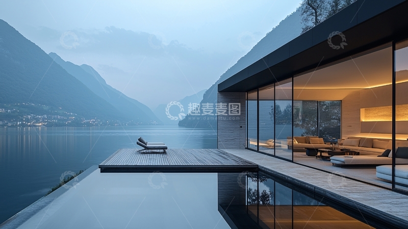 高清大图下载【趣麦麦图】湖景别墅