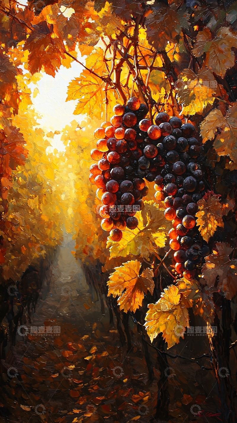 高清大图下载【趣麦麦图】秋日葡萄园阳光洒照