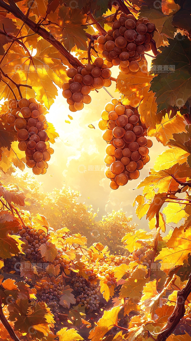 高清大图下载【趣麦麦图】阳光下的成熟葡萄