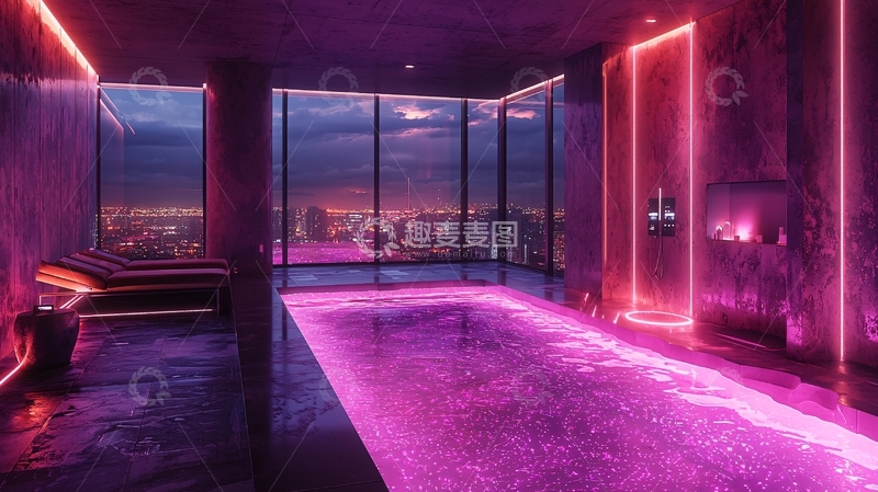 高清大图下载【趣麦麦图】夜景泳池