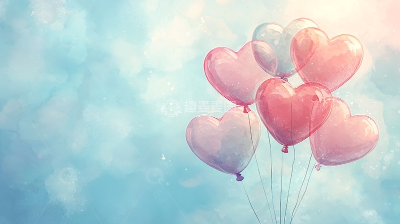 高清大图下载【趣麦麦图】粉色爱心气球