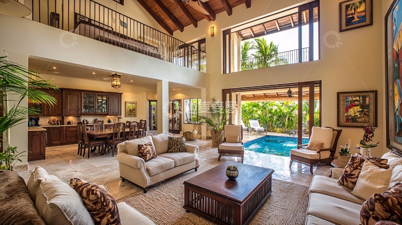 高清大图下载【趣麦麦图】高挑客厅泳池别墅