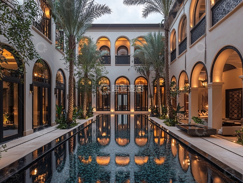 高清大图下载【趣麦麦图】奢华庭院泳池