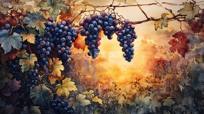 高清大图下载【趣麦麦图】葡萄藤上的紫葡萄