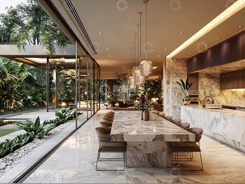 高清大图下载【趣麦麦图】现代极简风格别墅餐厅