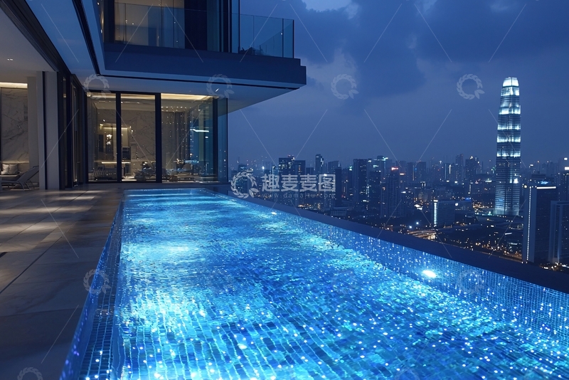 高清大图下载【趣麦麦图】夜景泳池
