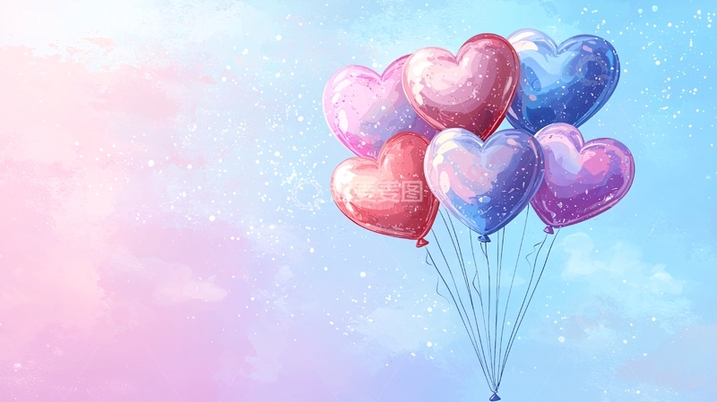 高清大图下载【趣麦麦图】彩色爱心气球