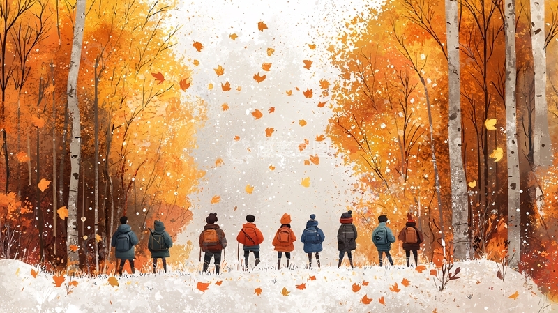 高清大图下载【趣麦麦图】秋日森林雪景