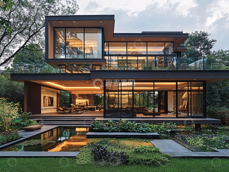 高清大图下载【趣麦麦图】现代风格别墅夜景