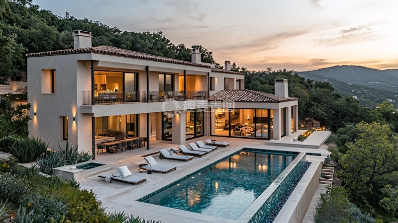 高清大图下载【趣麦麦图】山顶别墅夜景