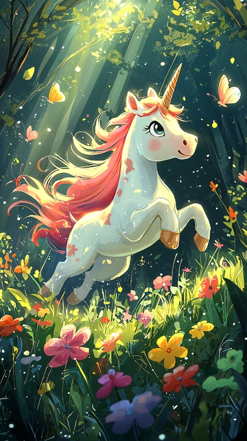 森林里奔跑的独角兽