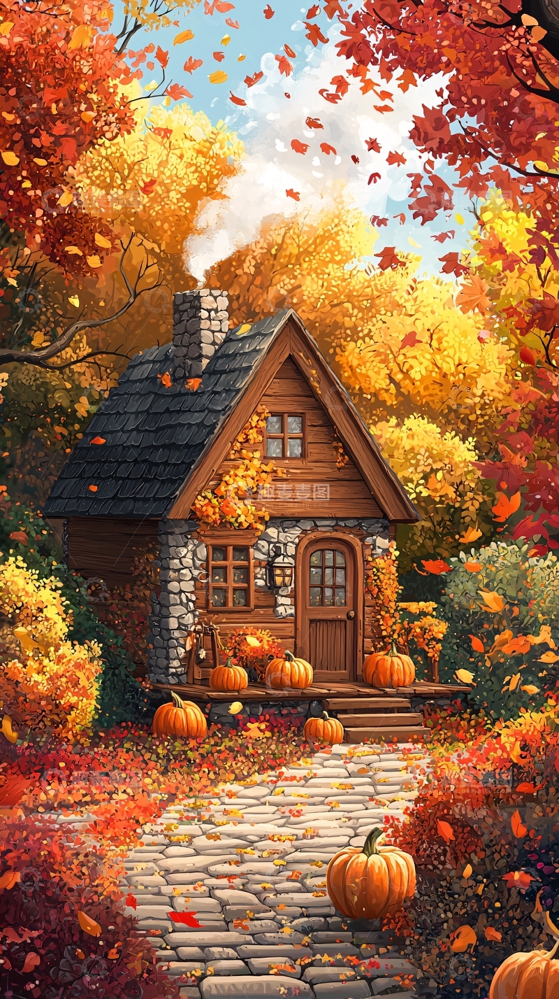 高清大图下载【趣麦麦图】秋日小屋