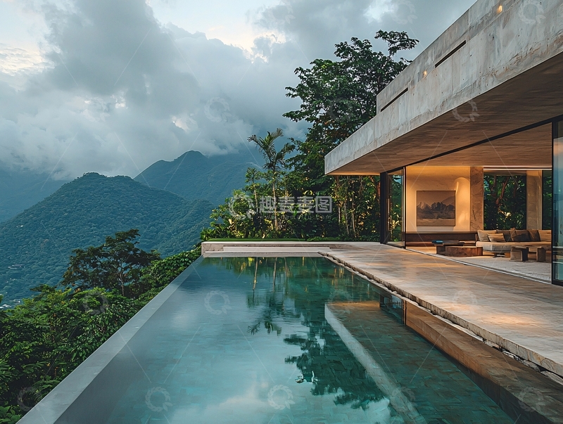 高清大图下载【趣麦麦图】山景泳池别墅