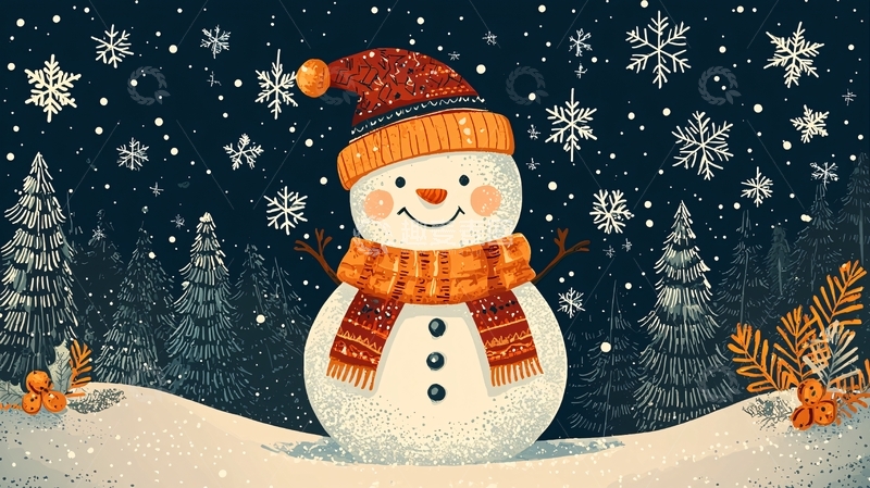 高清大图下载【趣麦麦图】可爱雪人冬日雪景