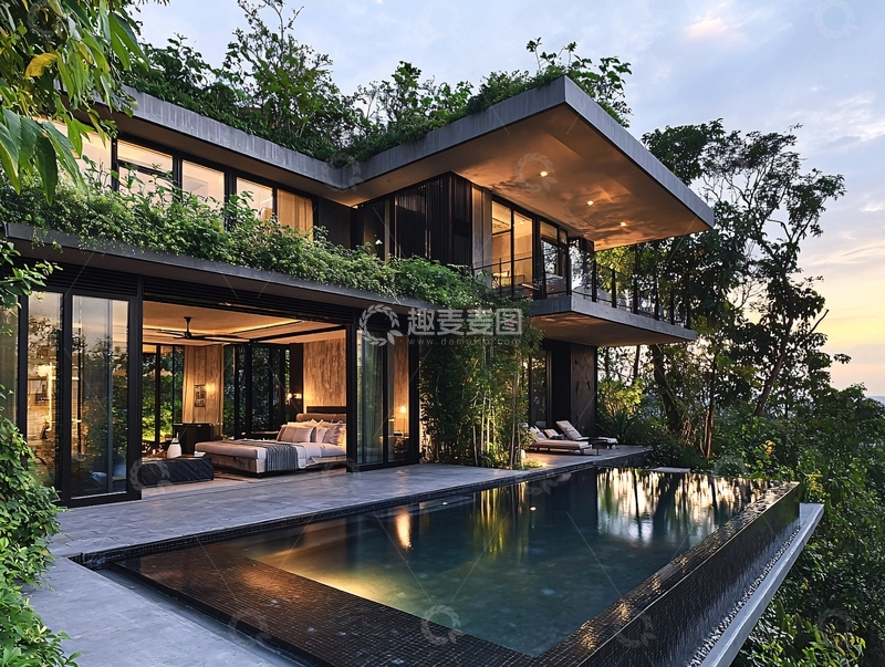 高清大图下载【趣麦麦图】现代风格山顶别墅