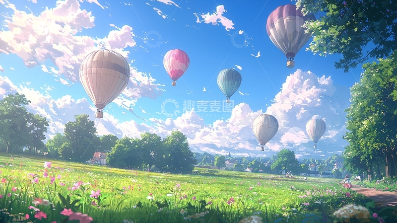 高清大图下载【趣麦麦图】热气球