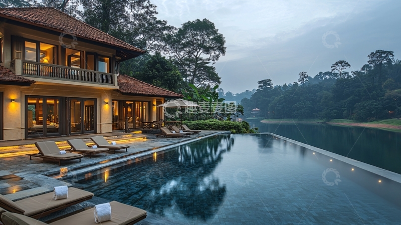 高清大图下载【趣麦麦图】湖边别墅